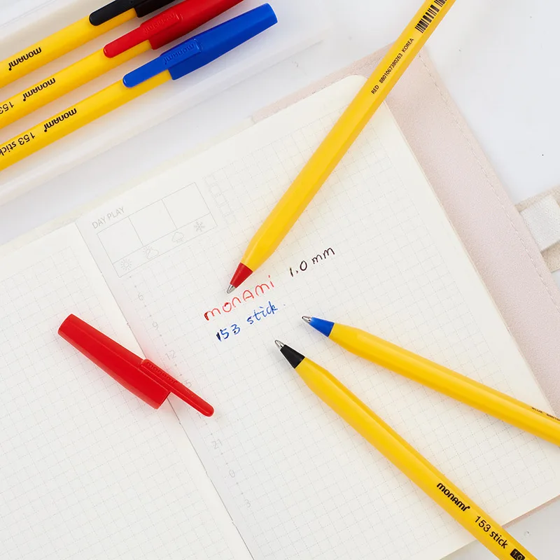Korea Brand Stationery Black Blue Red Ink 1.0mm Ballpoint Pen Bright Color Concise Style Smooth