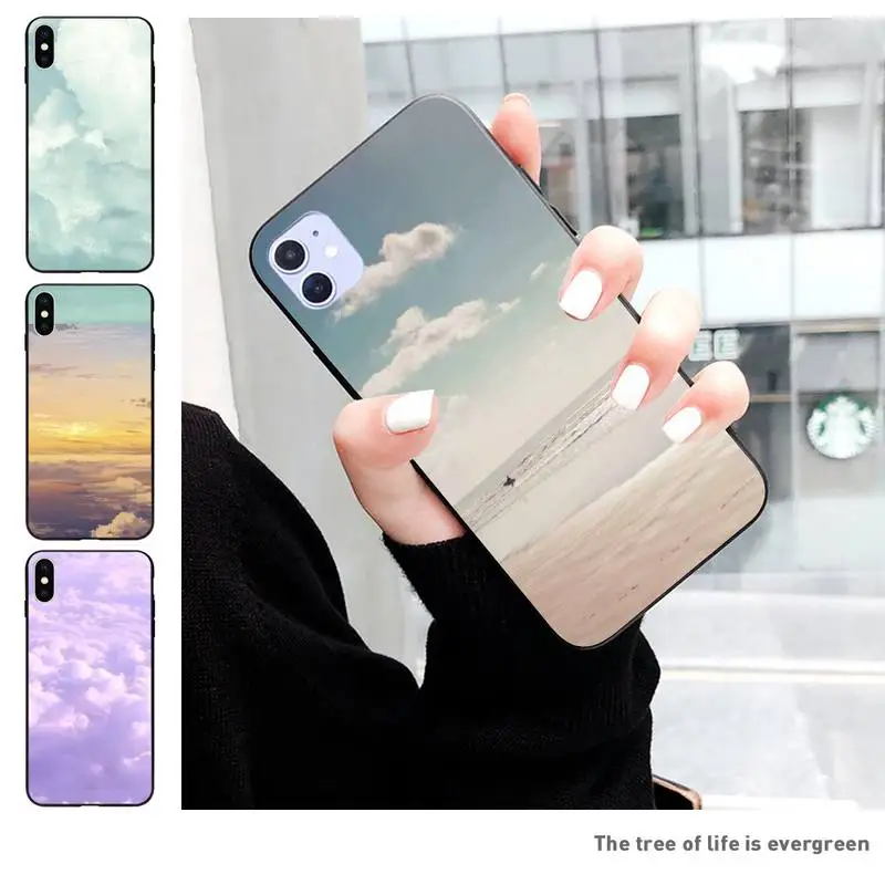 Черный чехол для телефона с рисунком в виде облака IPhone X XS 11 11Pro 5 SE 6 6s Plus 7 8