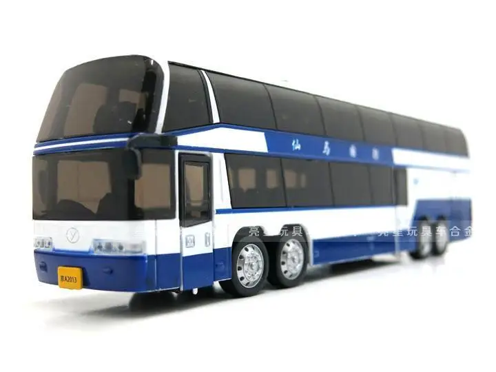 1/50 nuevo Metal fundido a presión de doble capa de larga distantcia autobus de escritorio colección de modelos de juguetes para