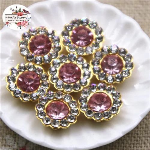 pink 50pcs 50 шт. 10 мм разноцветные блестящие стразы Круглые Цветочные пуговицы домашние фигурки для сада Кабошон Скрапбукинг DIY аксессуары - Цвет: pink 50pcs