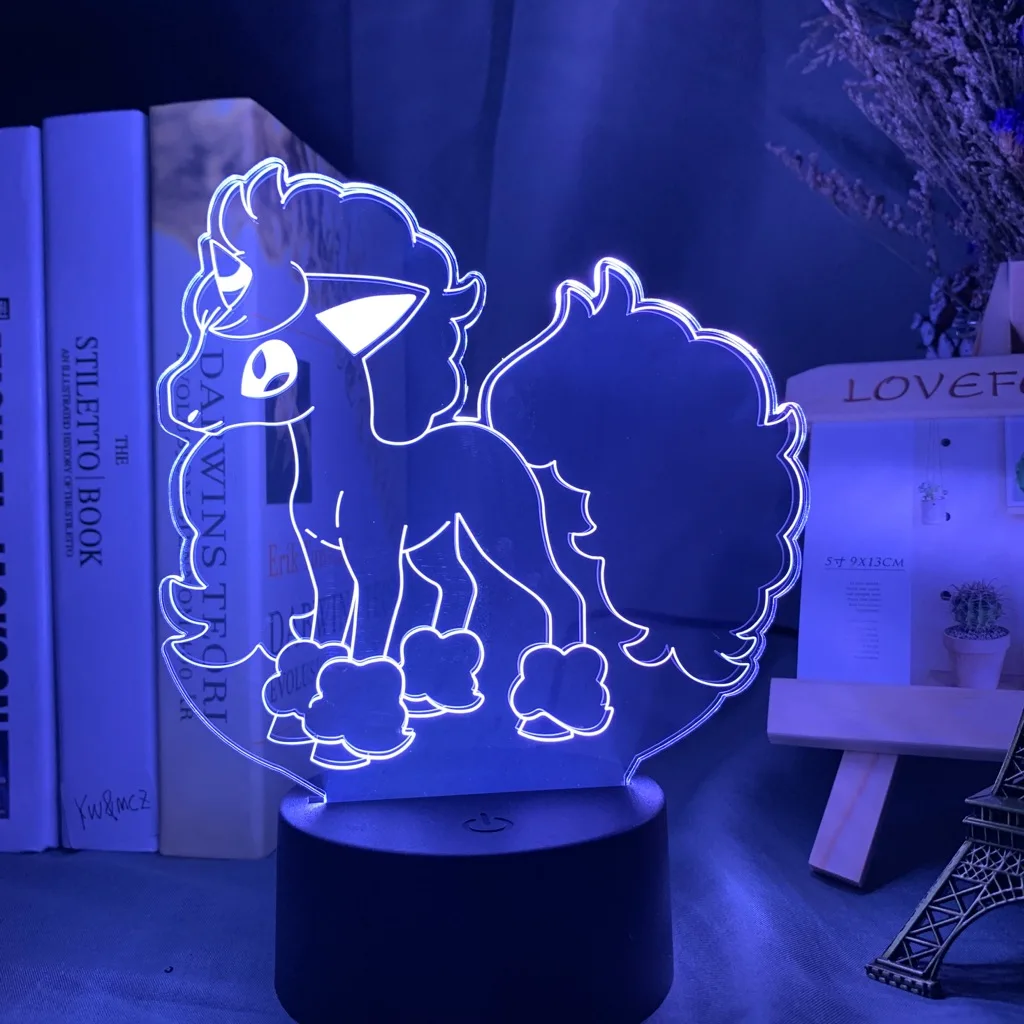 3d иллюзия Ночной светильник Покемон го Galarian Ponyta рисунок ночной Светильник для девочек Bedoom Декор красочный детский светодиодный 3d ночной Светильник