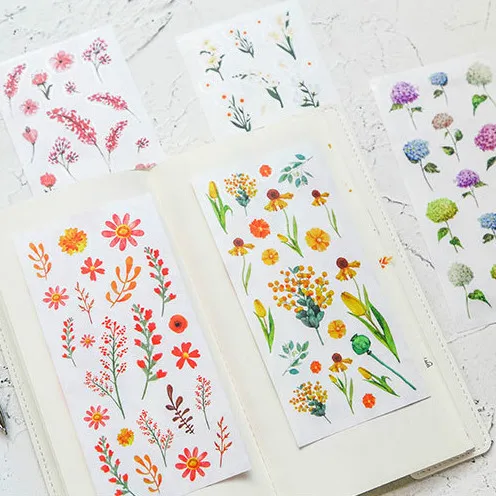 8 шт. милые растения цветы Стикеры на ПВХ Бумаге декоративные наклейки s для