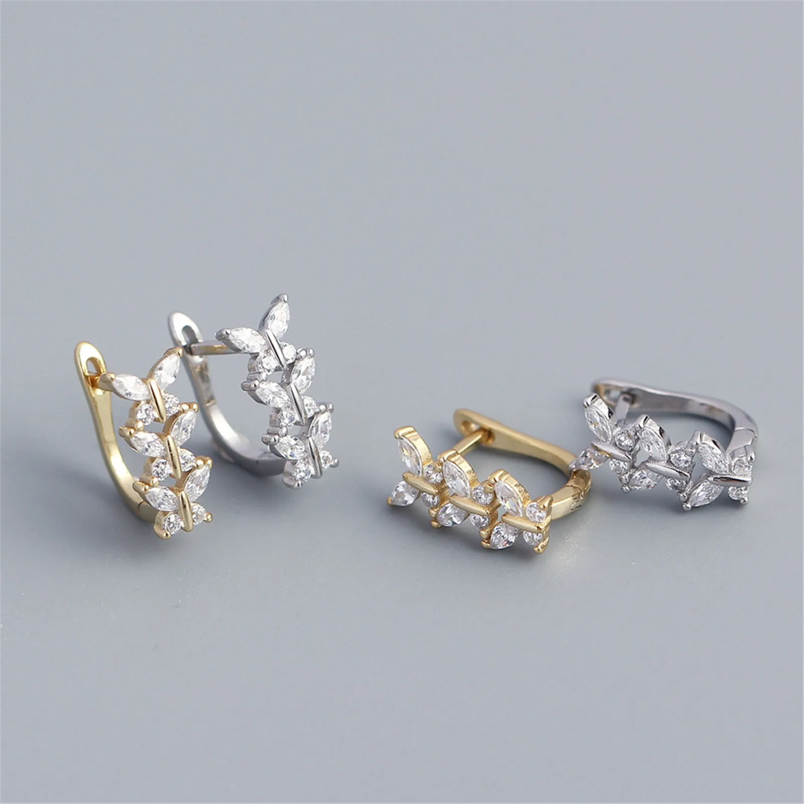 

Butterfly U Shape Stud Earrings Luxury Sterling 925 Silver with Zircon Diamond for Women Gold Color Jewelry Tremella Dubbar