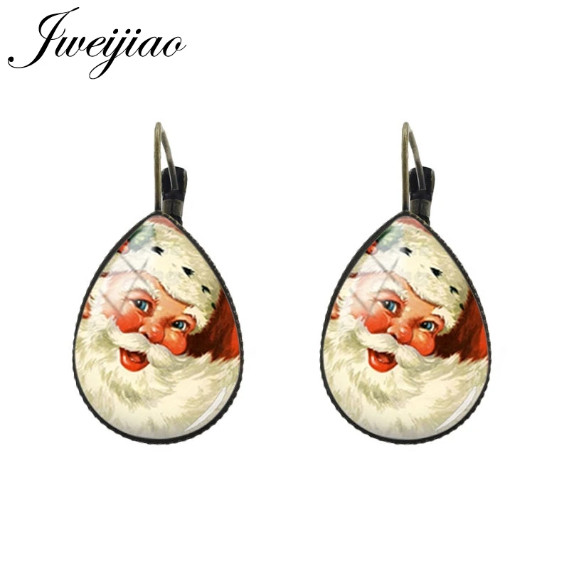 JWEIJIAO, серьги с Рождеством, сани и лося, рисунок, слеза, капля воды, ушные клипсы для женщин, мужчин, детей, ювелирное изделие, подарок С30 - Окраска металла: CM45