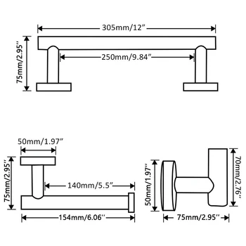 

Stainless Steel Bathroom Towel Rail Wall Organizing Hanging Holder Rack Shelf