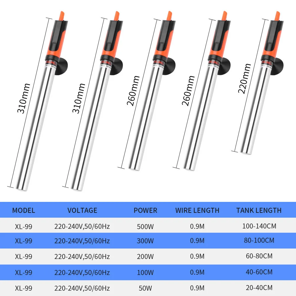 Aquarium heater rod Stainless Steel Submersible Aquarium Fish Tank Automatic Constant Temperature Heating Rod Energy Saving Heater for Fish Tank
