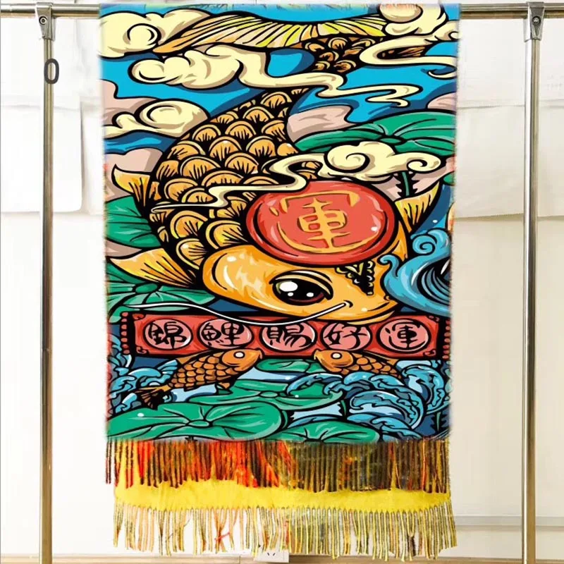 Женский зимний теплый кашемировый шарф, шаль, дизайн, Цифровая роспись, шаль, картина маслом, Пашмина, женский шарф в этническом стиле