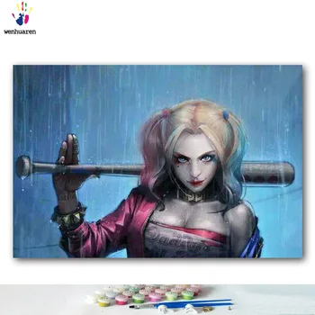 

DIY colorings pictures by numbers with colors Joker Jack Napier picture drawing painting by numbers framed Home Clown