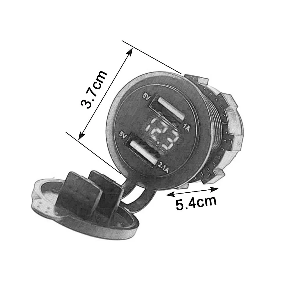 12-24V Dual USB Автомобильное зарядное устройство Порты и разъёмы автомобиля Зарядное устройство Прикуриватель разъем светодиодный вольтметр Водонепроницаемый мобильного телефона адаптер для зарядного устройства