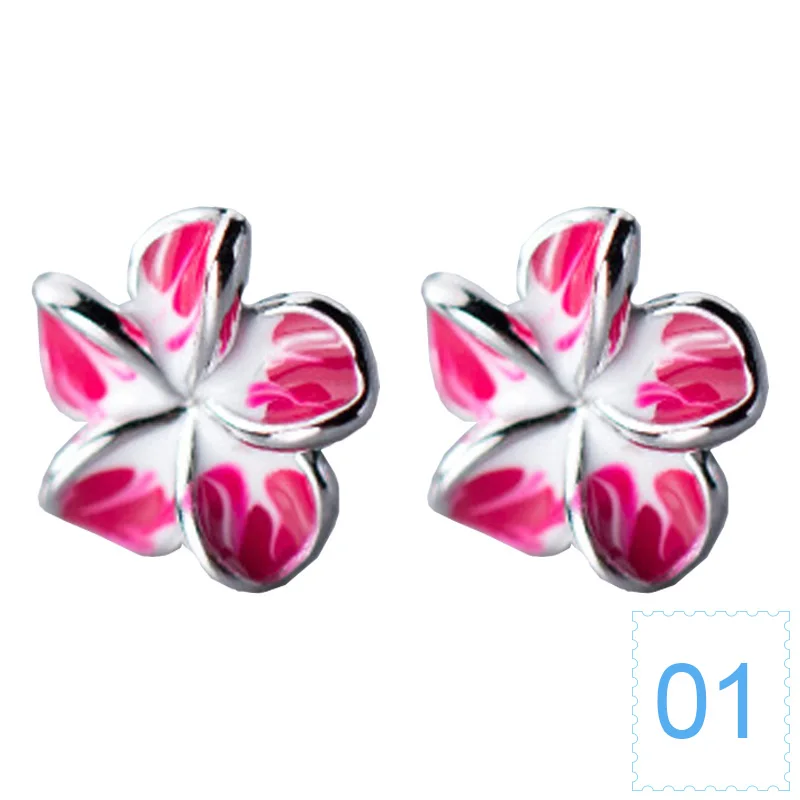 Trusta, минималистичные серьги-гвоздики из натуральной 925 пробы, серебряные, сладкие, розовые лепестки цветов для женщин, свадебные ювелирные изделия, подарок DS1916 - Окраска металла: Silver 1