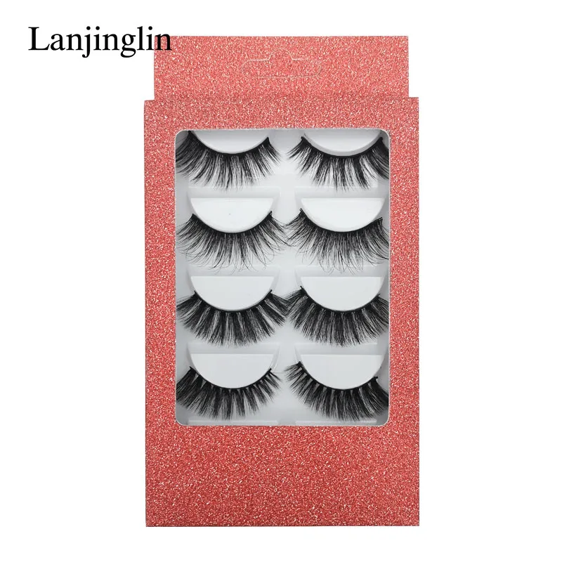 LANJINGLIN, 5 пар, накладные ресницы из искусственной норки, полная полоска, ресницы ручной работы, пушистые, объемные, 5d, для наращивания ресниц, макияж, натуральные, cils, G800
