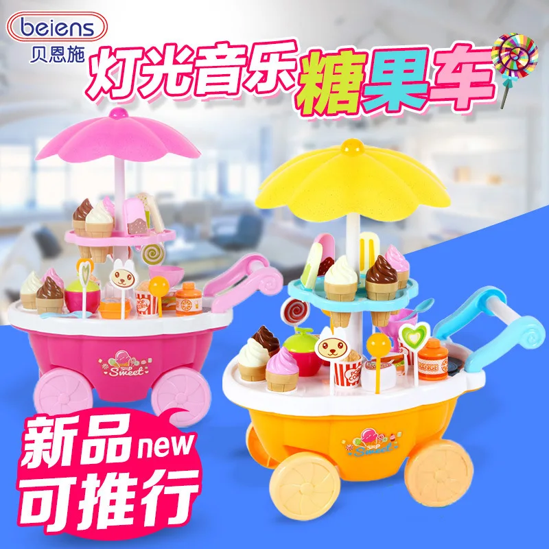 Подлинный продукт Beiens игровой дом кухня игрушка мини мороженое конфеты автомобиль модель тележки светильник в комплекте музыка светильник