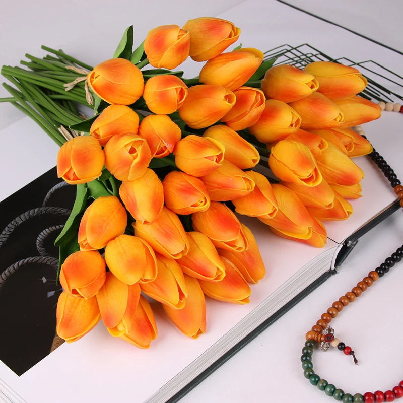 10 шт. искусственные тюльпаны Искусственные цветы яркие мини-Тюльпан Флорес Флер искусственное для дома свадебное оформление букета дешевые цветы