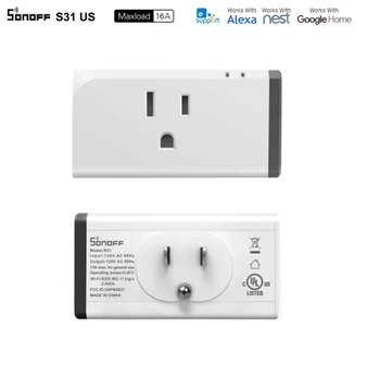 

Sonoff S31 US 16A Mini Wifi Smart Socket Home Power Consumption Measure Monitor Energy Usage App Remote IFTTT Control with Alexa