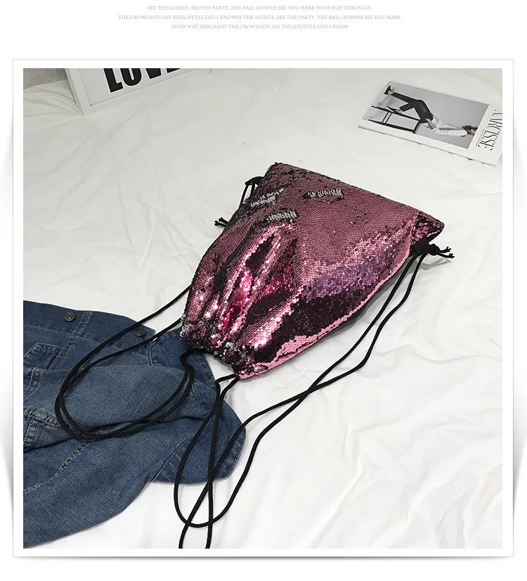 Новая мода блестки Drawstring Рюкзак луч порт s сумка для хранения карман сумка для покупок путешествия рюкзак