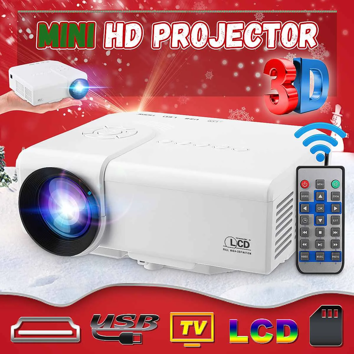 Most Buy 6gVyG HD portable Mini projecteur natif 480x320P LED WiFi projecteur vidéo Home cinéma 3D HDMI film jeu Proyector