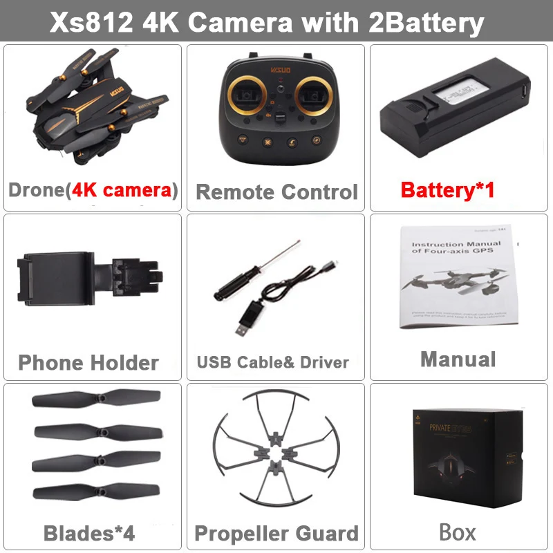 XS812 Дрон с GPS с 4K HD камерой 5G Wi-Fi FPV высота удержания один ключ возврат RC Квадрокоптер вертолет для детей - Цвет: 4K 3B Box