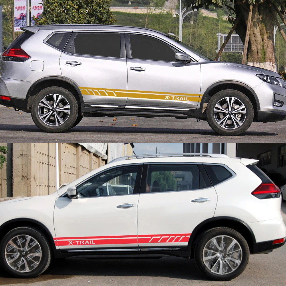 2 шт. автомобильные боковые полосы наклейки для NISSAN X-TRAIL DIY Автомобильная виниловая пленка Стайлинг наклейка украшение автомобиля Принадлежности для тюнинга