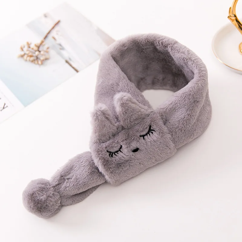 Squint Gray Милый кроличий шарф с ушками для маленьких детей; коллекция года; сезон зима-весна; теплый флисовый шарф; детский шейный платок; милые меховые шарфы для мальчиков и девочек - Цвет: Squint Gray