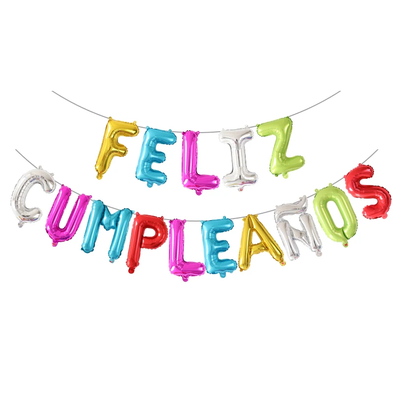FELIZ CUMPLEANOS русские письма с поздравлениями с днем рождения Alphabe розовое золото фольги воздущные шары Детские игрушки День рождения воздушные шары вечерние Baloon - Цвет: colorfu Spanish