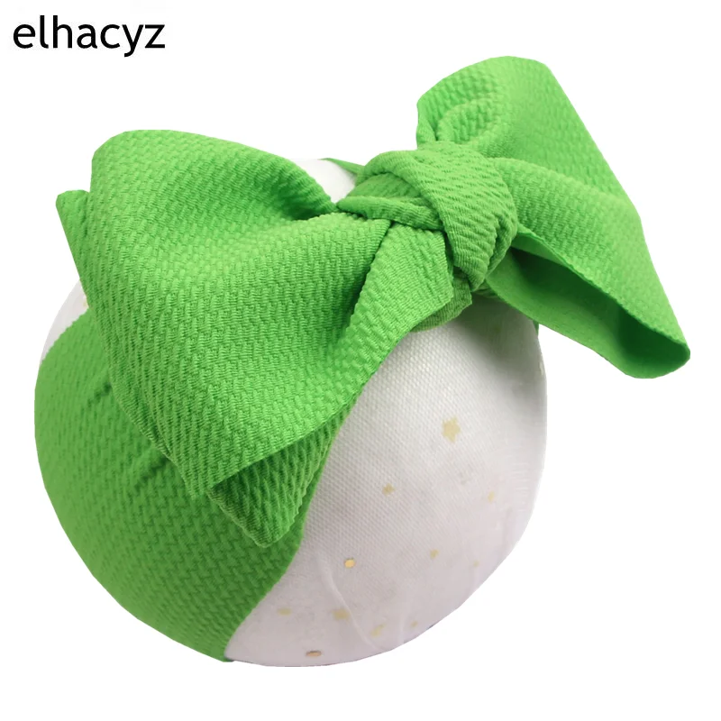 Newborn Baby Fashion 7'' Big Top Knot Bow Headband Girls Solid Waffle Fabric Hairband Kids Turban Head Wrap Hair Accessories