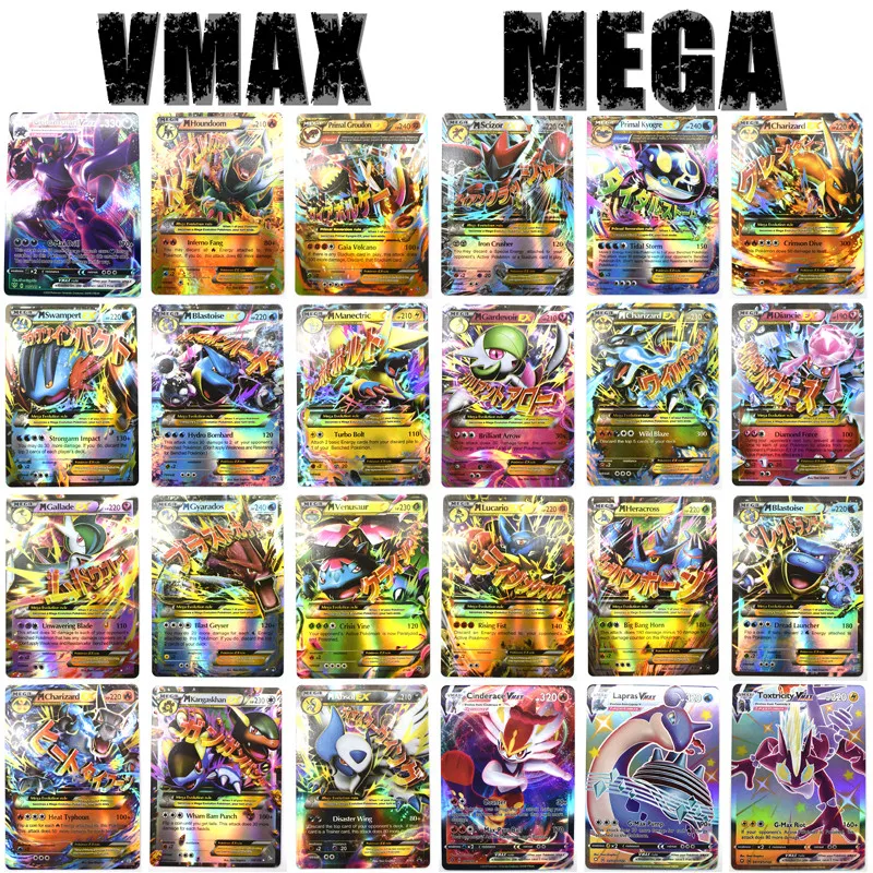 40 шт. карты покемона Аниме Пикачу Чаризард GX Tag Vmax EX Mega сияющая игра Боевая