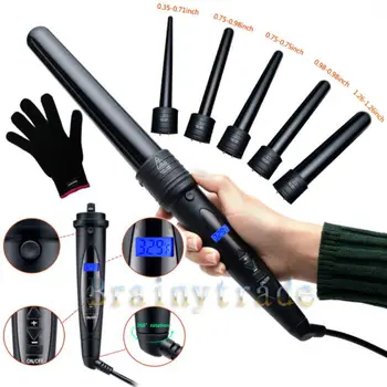 

Professional LCD 5-IN-1 Curling Iron Wand Set w/ Temp Control Ceramic Tourmaline