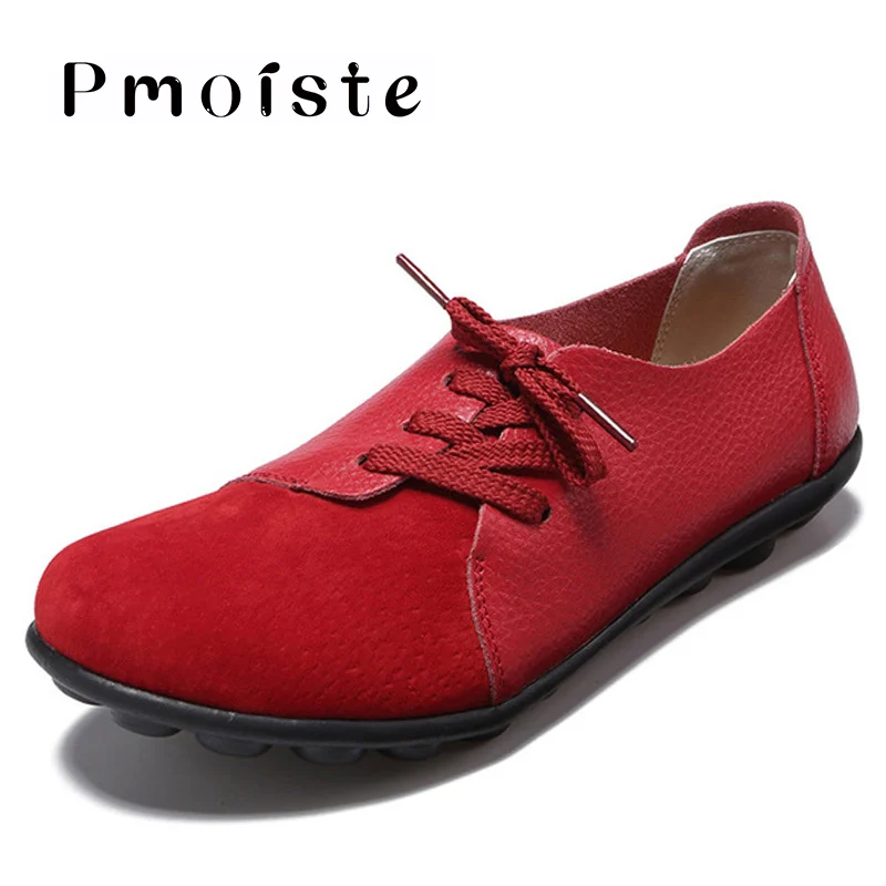 Женская обувь на плоской подошве обувь из натуральной замши в мозаичном стиле красивые женские водонепроницаемые Мокасины размеры 5,5-12, обувь для отдыха черного и белого цвета, 8 цветов - Цвет: Red