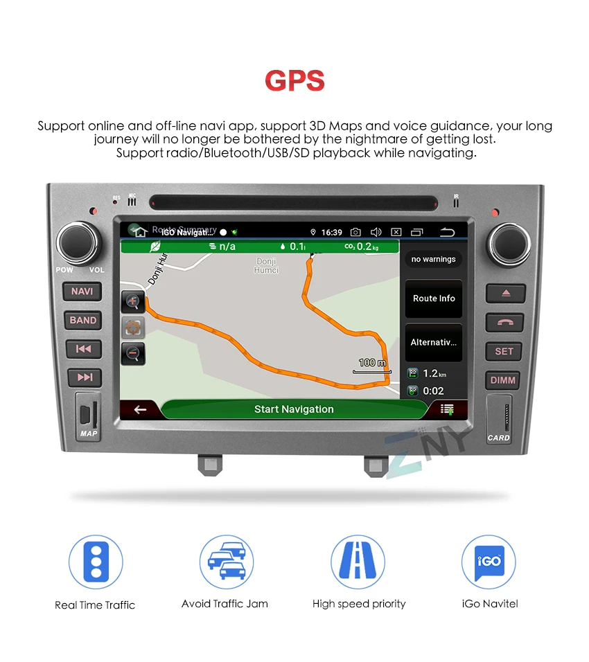 Sale 7" HD Android 9.0 Car Stereo GPS For Peugeot 308 408 Auto DVD Radio FM RDS Audio Video Headunit WiFi Navigation Backup Camera 5