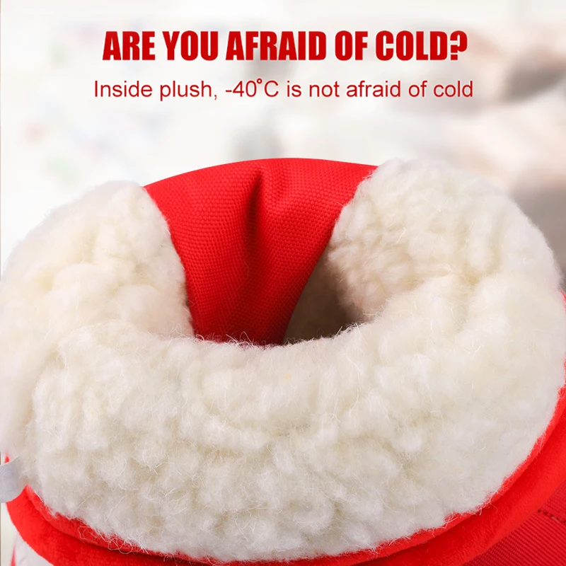 Winter Children Thicken Snow Boots Non-slip Plush Warm Boys Girls Casual Cotton Shoes Oxford Cloth Waterproof Wearable Booties