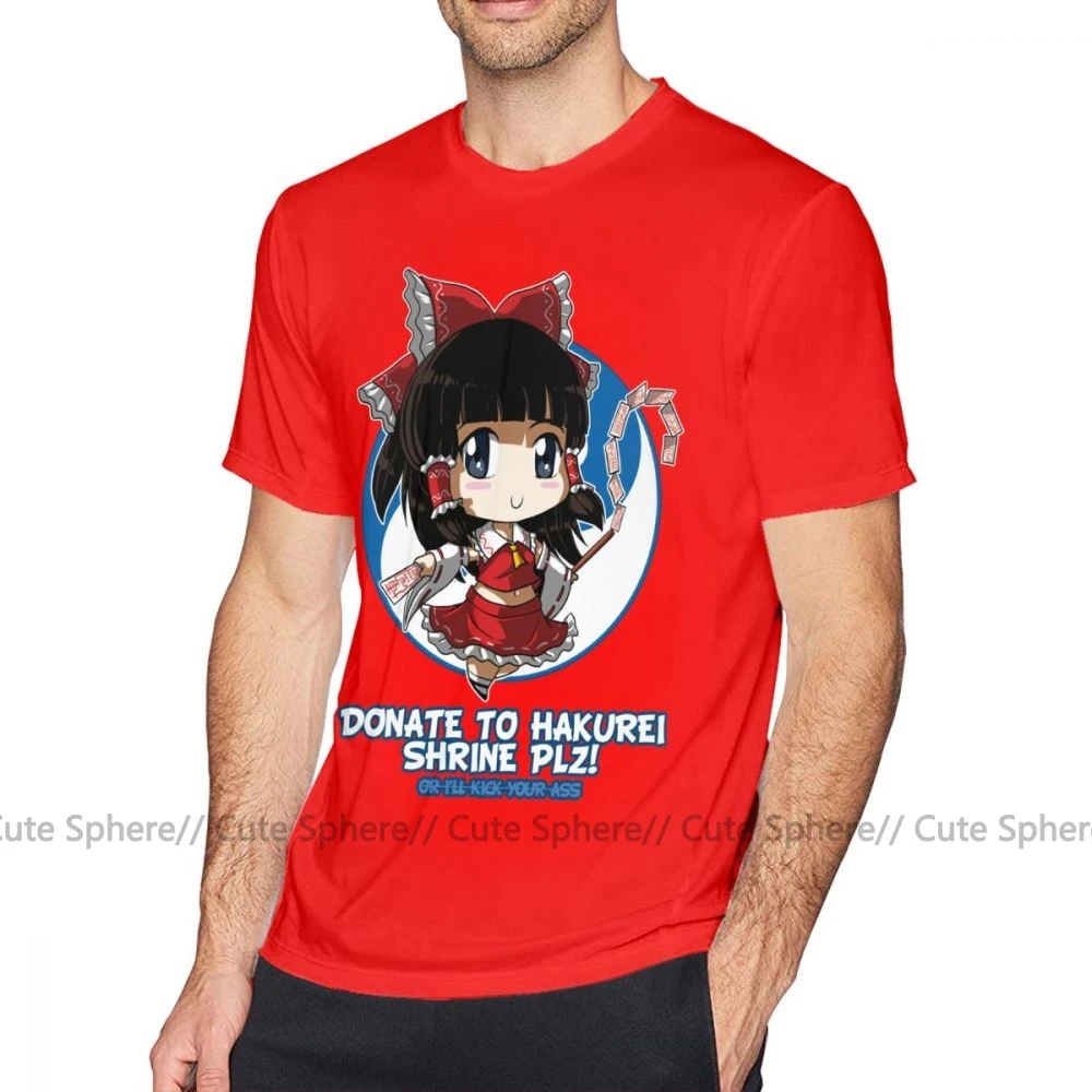 Touhou футболка Touhou Reimu Hakurei футболка 100 хлопок 6xl футболка с коротким рукавом летние забавные печатные мужские футболки - Цвет: Red