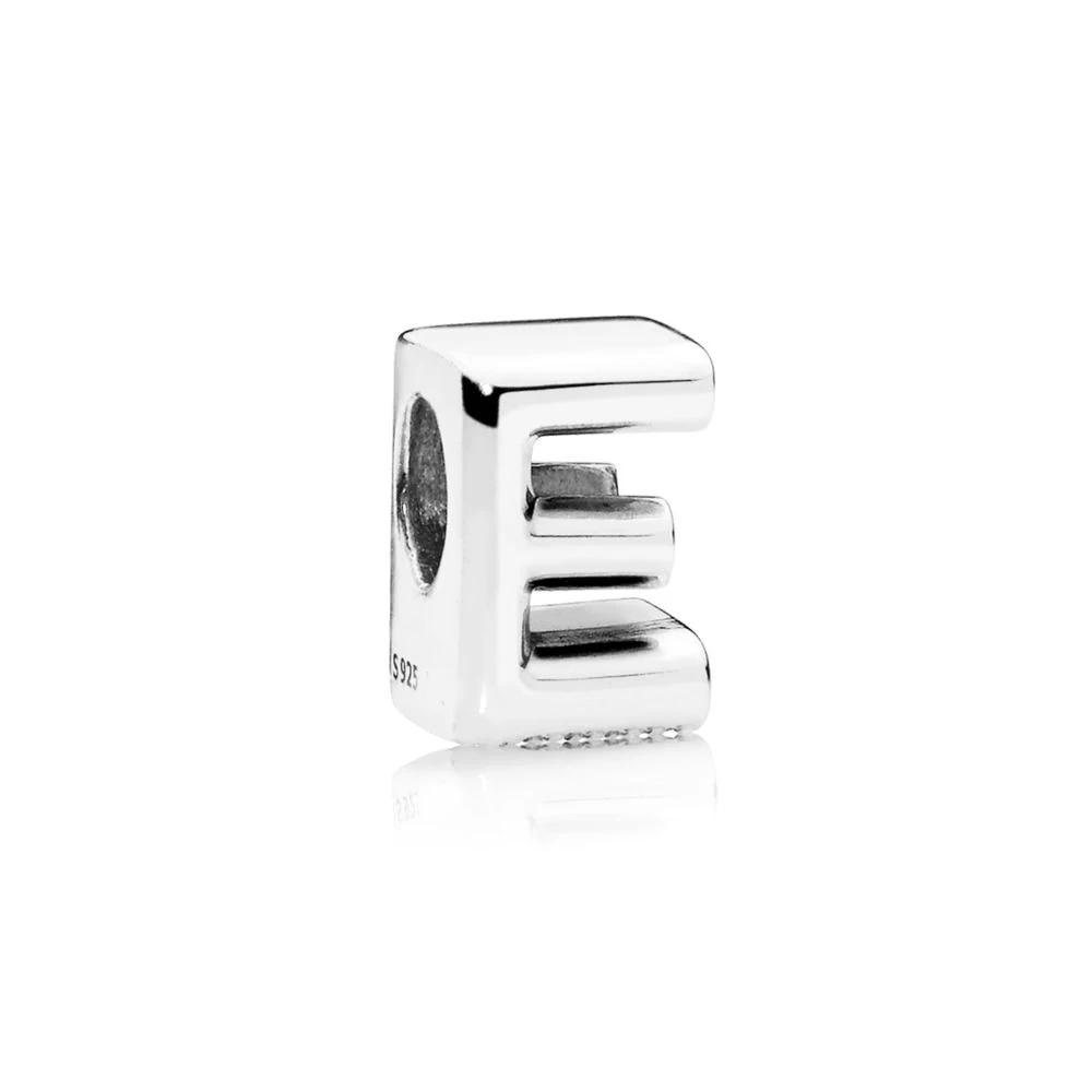 E A-Z винтажный Гладкий Алфавит 26 буквенный символ Шарм Fit Pandora браслет бусины из стерлингового серебра 925 DIY ювелирные изделия - Цвет: E