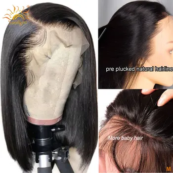 

Bob Wig Brazilian Straight Short Lace Front Human Hair Wigs 13x4 Remy 130 Sunlight Human Hair Wig PrePlucked With Baby Hair