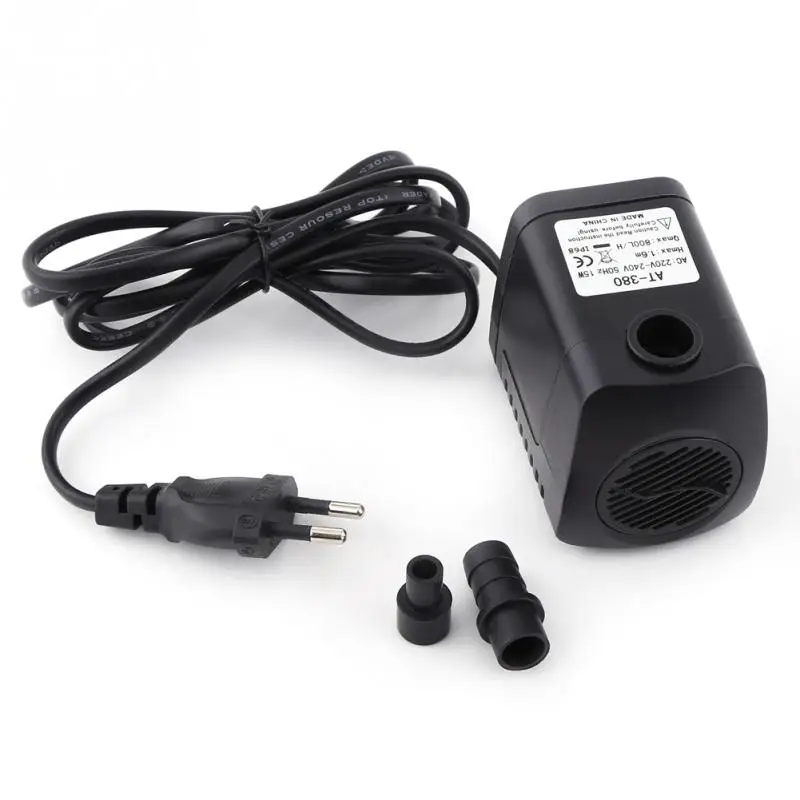 

1Pcs Fish Tank Water Pump 220V 15W 800L/H Fountain Air Fish Tank Aquarium Water Submersible Pump Black