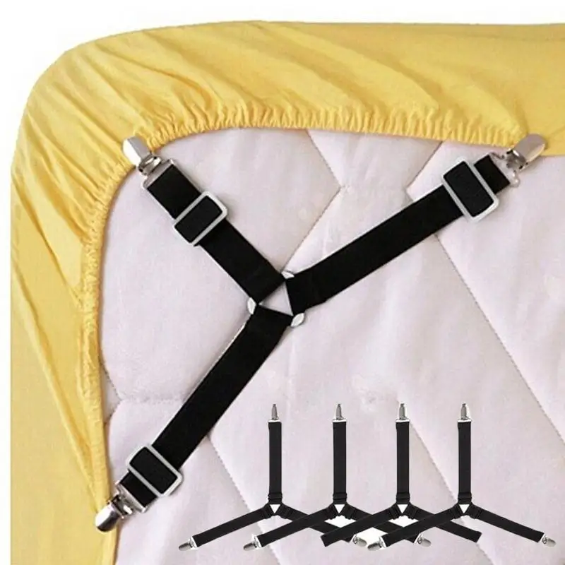 

4pcs/set Adjustable Bed Sheet Clips Cover Grippers Holder Mattress Duvet Blanket Fastener Straps Fixing Slip-Resistant Belt