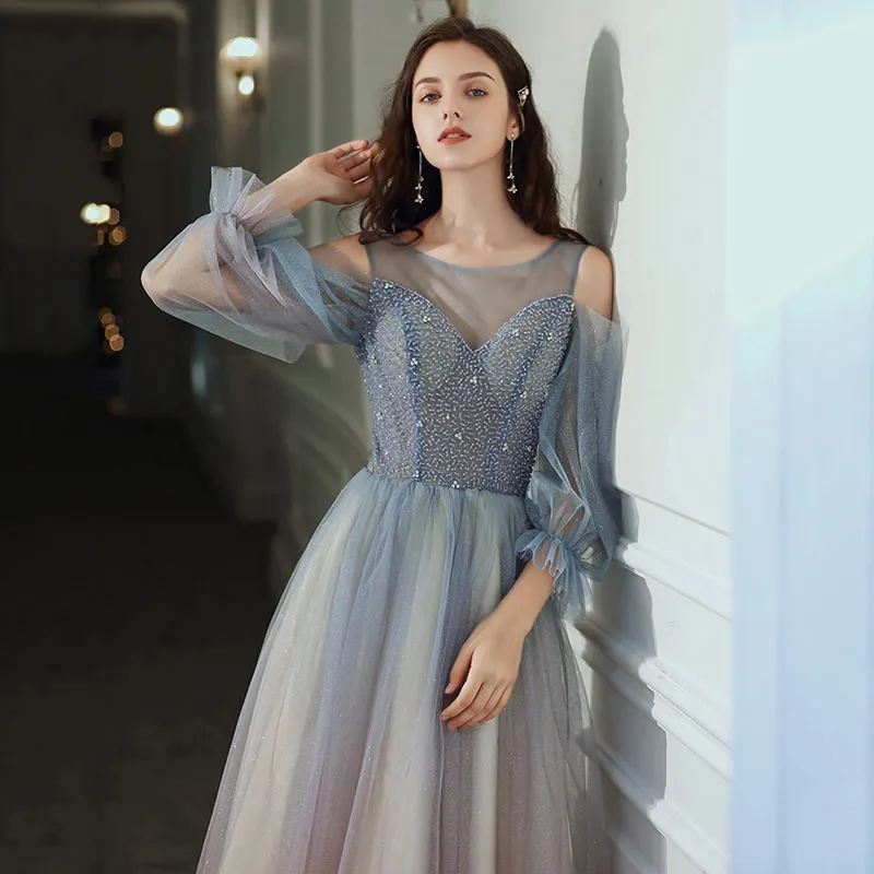 Vestidos De Gala, тюлевые платья для выпускного вечера, Длинные, длинные рукава, Gala Jurken Vestidos De Fiesta Largos Elegantes De Gala