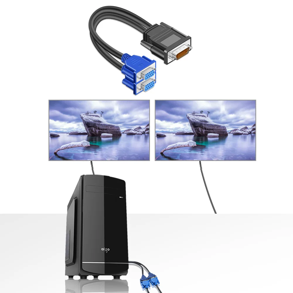DVI в VGA конвертер кабель 1 Мужской 2 Женский адаптер Соединительный кабель для дискретной графикой для отображения адаптера DVI-I(24+ 5)-vga