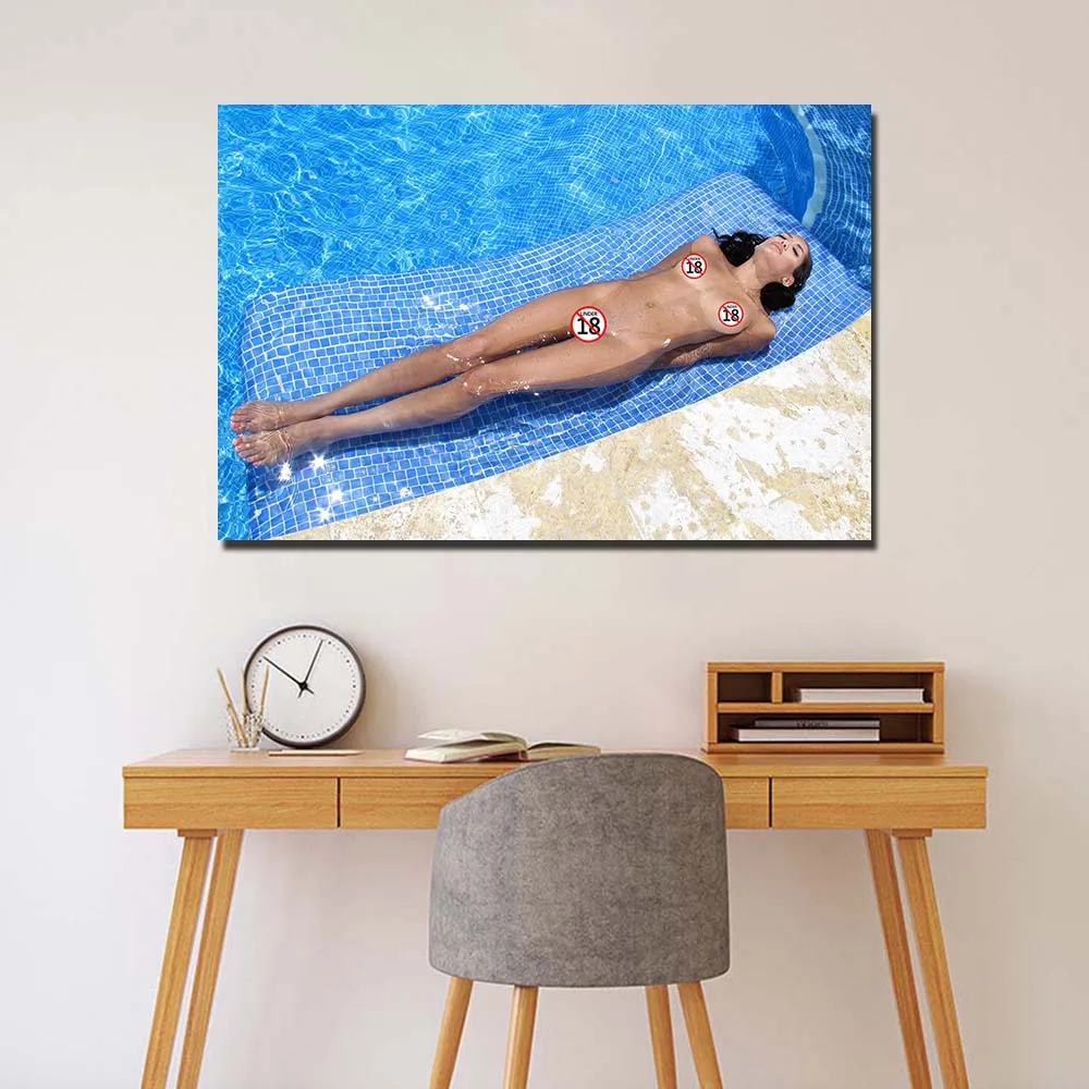 Sexy Girl in The Swimming Pool Photo Decorative Posters and Prints Canvas Painting Wall Art Picture For Living Room Decor