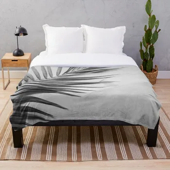 

Black and white palm leaf Throw Blanket Soft Sherpa Blanket Bed Sheet Single Knee Blanket Office Nap Blanket