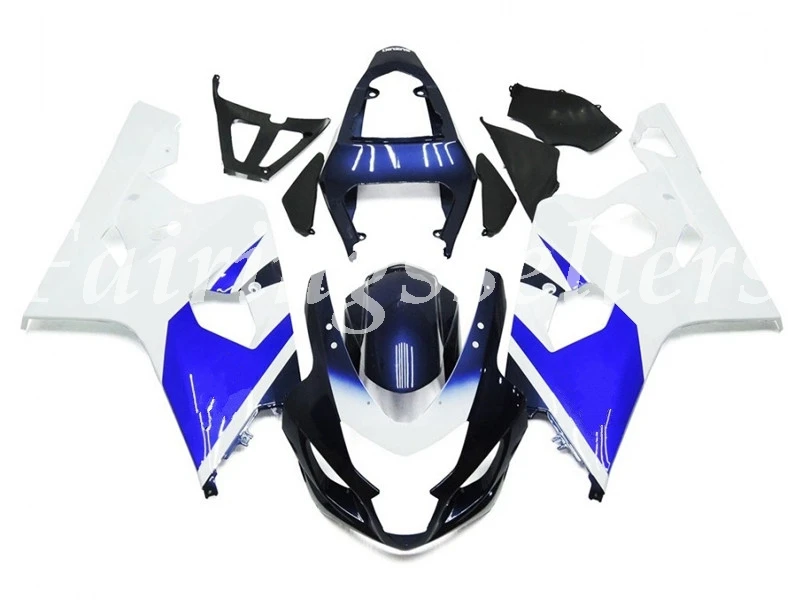 Литье под давлением ABS мотоцикл обтекатели комплект подходит для Suzuki GSXR 600-750 K4 2004 2005 04 05 Обтекатели синий черный серебристый - Цвет: White and Blue