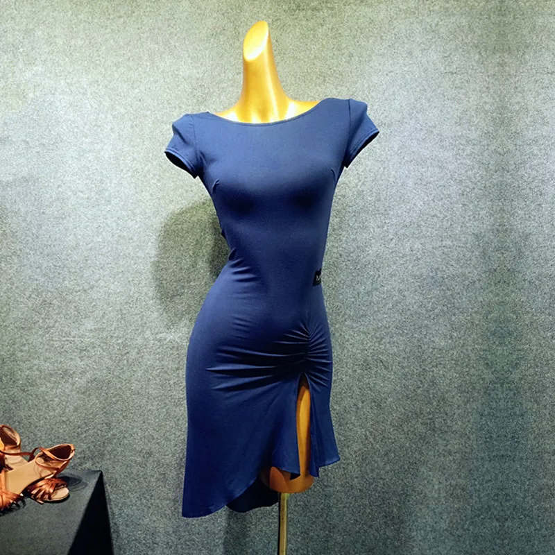 Blue Dress Новинка, сексуальное платье для латинских танцев, женское платье с открытой спиной, Одежда для танцев, женское платье для латинских танцев, платья для соревнований, платья для сальсы, румбы BL1719 - Цвет: Blue Dress