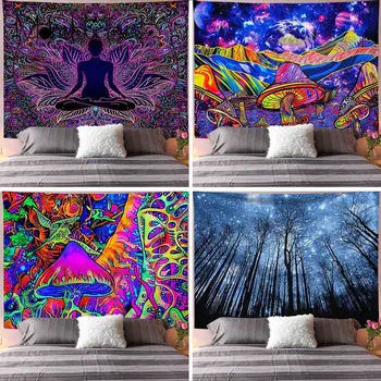 

Psychedelic Tapiz Witchcraft Tarot Tapestry Indian Mandala Wall Hanging Tapestry Throw Carpet Meditation Tapestries Home Decor