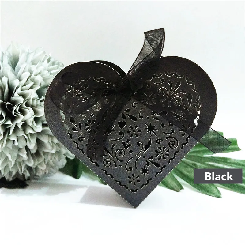 black 25 шт./лот, подарочные коробки, конфетные любимые коробки для шоколада с лентой, Подарочная коробка, Свадебная Упаковка, принадлежности - Цвет: black