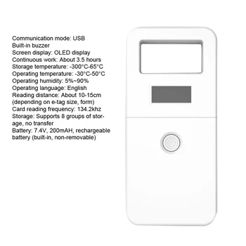 

Animal ID Reader Dogs Cats OLED Display Rectangle Multifunction Pet Chip Scanner USB Rechargeable Transponder Compact Home