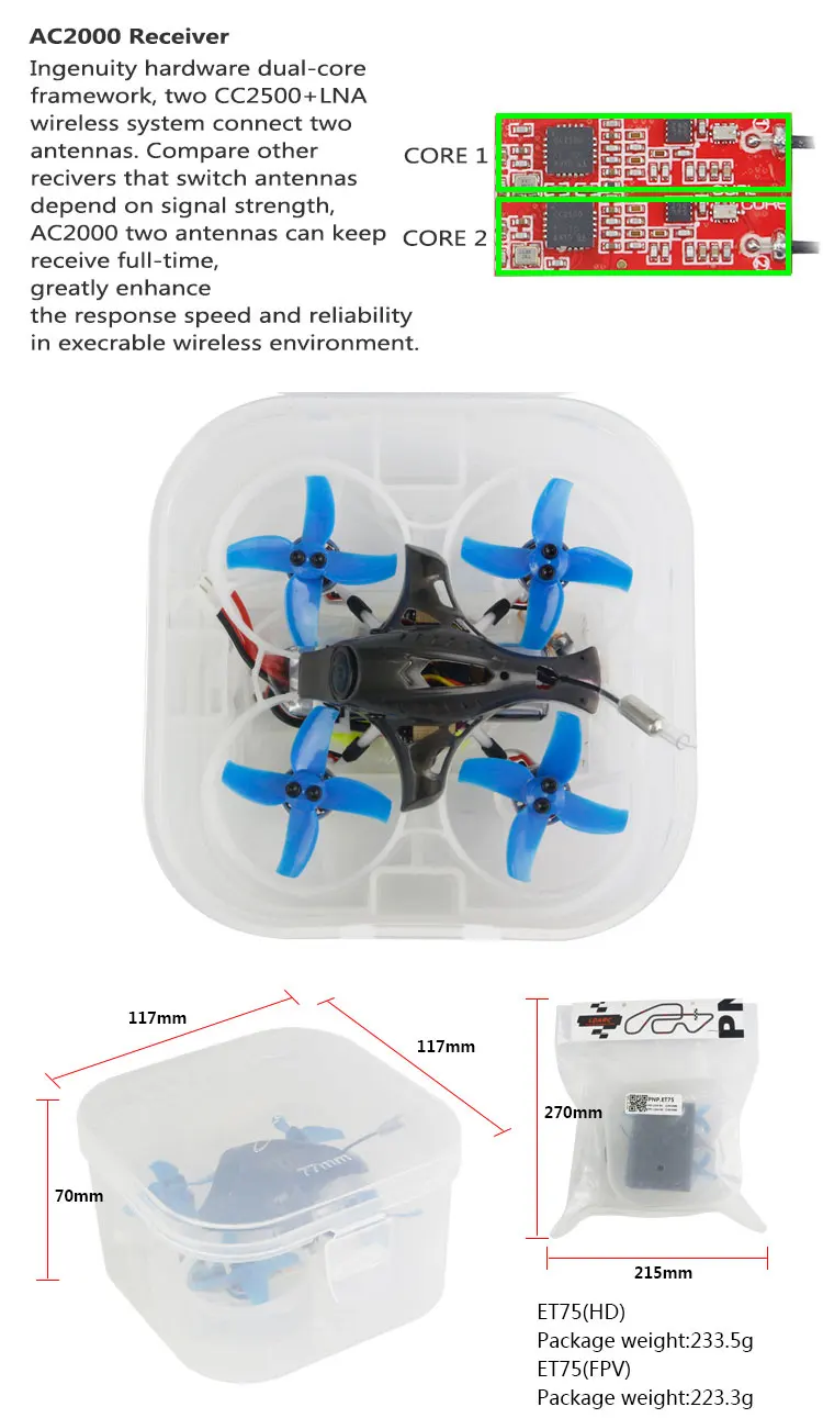LDARC ET75 FPV 74 мм F4 OSD 3S FPV гоночный Дрон PNP BNF w/200 mW VTX Runcam Nano 2 камера
