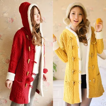 

2019 Winter Women Knitted Sweater Jacket Single Breasted Long Sleeve Cardigan Sweater Casual Warm Slim Hooded Thick coat Female