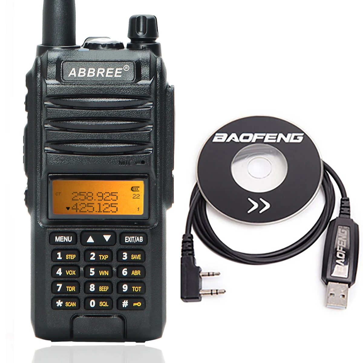 Abbree AR-F3 трехдиапазонный 8 Вт рация uhf vhf 220-260 МГц ветчина длинный диапазон ручной двухсторонний радиоприемник CB Пешие прогулки UV-5R - Цвет: add usb cable