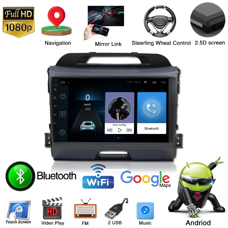Автомагнитола 9 &quotHD android 0 для KIA sportage 2010 2015 мультимедийная система Wi Fi 3G GPS Bluetooth