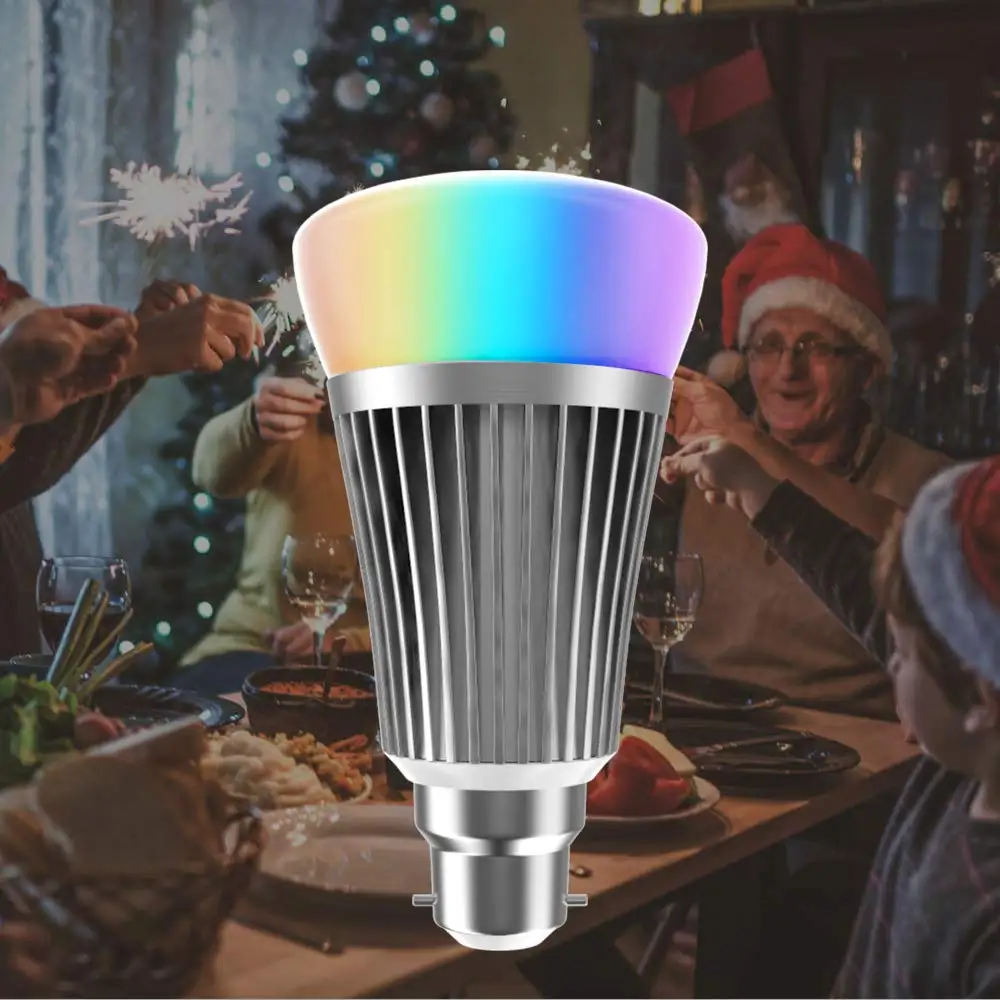 Штыковый разъем смарт лампочка WiFi B22 с регулируемой яркостью света RGB Теплый
