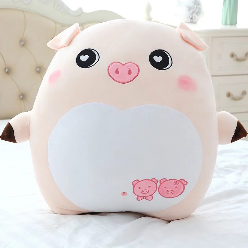 Мягкие куклы игрушки мультфильм Розовая Свинья Плюшевые игрушки Толстая свинья подушка мягкая подушка Китайский Зодиак Свинья Кукла День рождения Рождественский подарок - Цвет: Beige Round Eyes